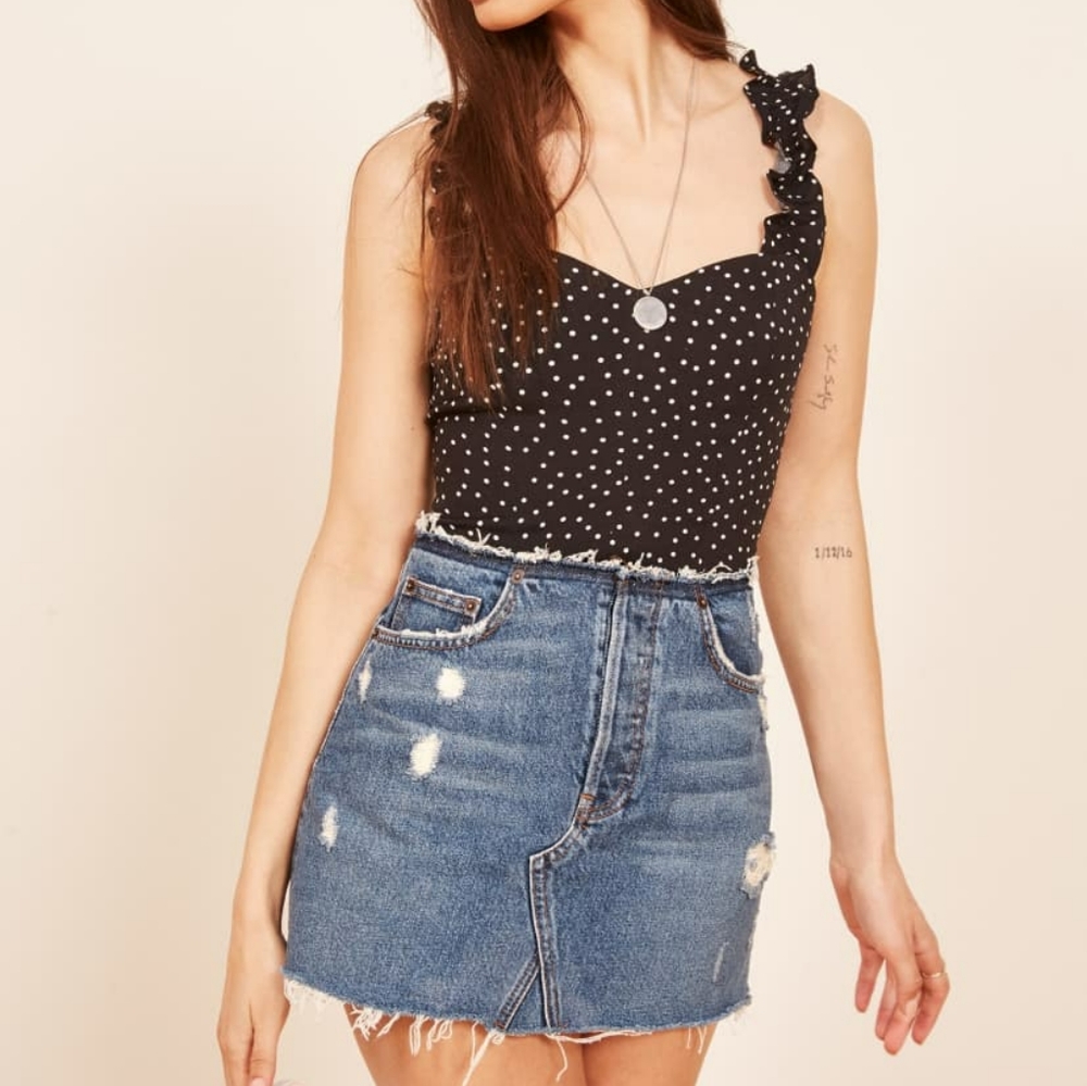 Reformation Westin Jean Mini Skirt